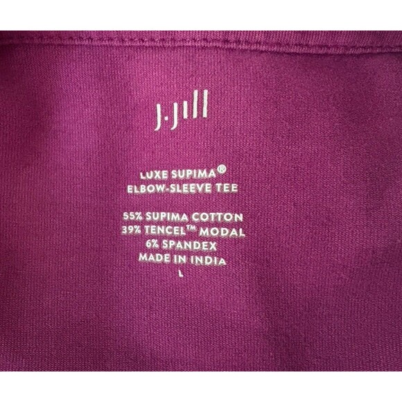 J. Jill Pima Cotton Elbow Sleeve Tee Women's Size Large Purple Soft Stretch - Picture 4 of 15